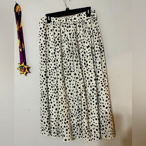 Shein Size L White and Black Polka Dot Midi Skirt